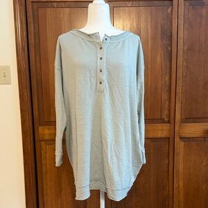 Intimately Free People Light Blue Henley Shirt NWOT